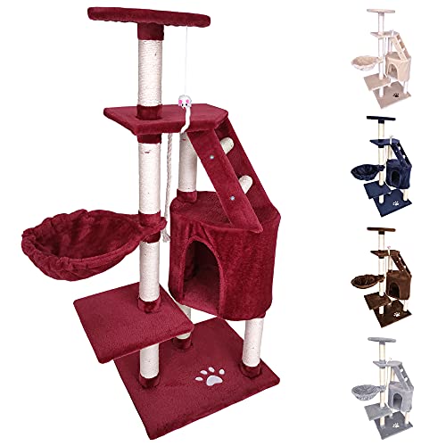 Beltom® KRATZBAUM KATZENKRATZBAUM KLETTERBAUM KATZENBAUM SPIELBAUM Park Spiele H. 120 cm - Rotwein von Beltom