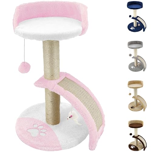 Beltom® KRATZBAUM KLETTERBAUM KATZENKRATZBAUM KATZENBAUM SPIELBAUM 54 cm. Park Spiele - Rosa-Weiß von Beltom