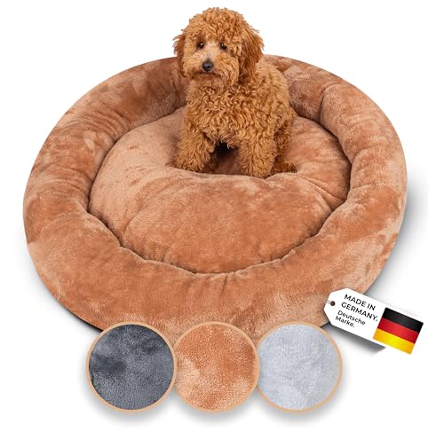 Belune® Donutkissen Deluxe [Braun, 100cm], waschbar, Hundebett große Hunde, Hundedonut Kissen große Hunde von Belune