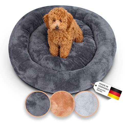 Belune® Donutkissen Deluxe [Dunkelgrau, 100cm], waschbar, Hundebett große Hunde, Hundedonut Kissen große Hunde von Belune