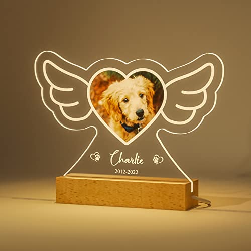 Bemaystar Personalisiert Gedenktafel für Haustiere Gedenkstein für Hunde mit Bild Gedenkstätten Hunde-Bilderrahmen für Katze und andere Haustiere Tiere Haustier-Hund-Gedenk Geschenke Foto Nachtlampe von Bemaystar