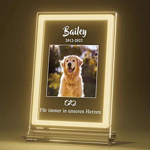 Bemaystar Personalisiert Gedenktafel für Haustiere Gedenkstein für Hunde mit Bild Gedenkstätten Hunde-Bilderrahmen für Katze und andere Haustiere Tiere Haustier-Hund-Gedenk Geschenke Foto Nachtlampe von Bemaystar