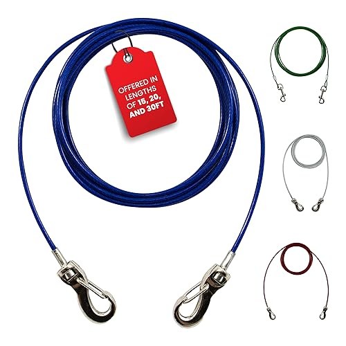 Zinco Starkes Spannseil, 360 Grad drehbarer Doppel-Drehverbinder für Hunde (50,8 m, blau) von Ben-Mor