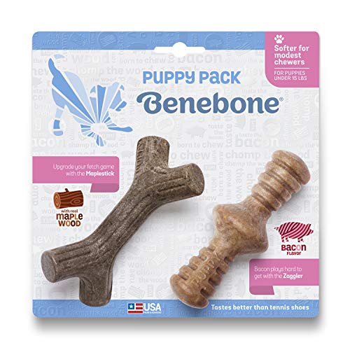 Benebone Hundekauspielzeug für Welpen, im Doppelpack weicher für sanftere Kauer von Benebone