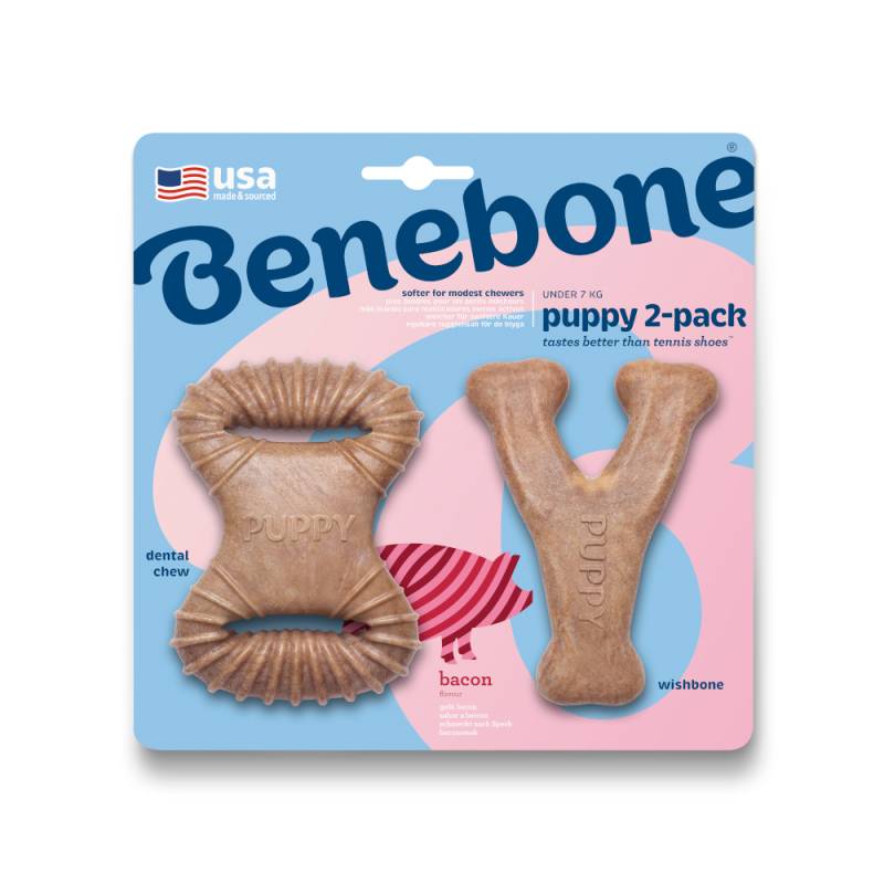 Benebone Puppy Set Wishbone & Dental Chew - Dental Chew & Wishbone Bacon Tiny von Benebone