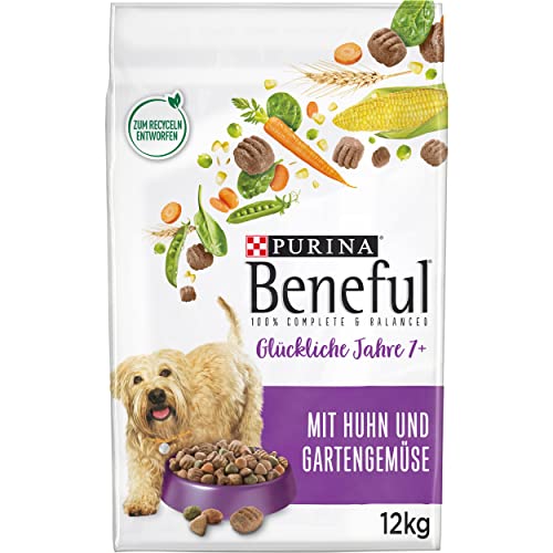 Beneful Glückliche Jahre 7+ Senior Hundefutter trocken, mit Huhn und Gartengemüse, 1er Pack (1 x 12kg) von Beneful