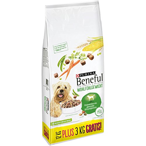 Beneful Hundetrockenfutter Wohlfühlgewicht (mit Huhn, Gartengemüse und Vitaminen) 12+3kg Overfill Sack von Beneful