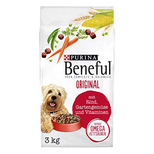 PURINA BENEFUL Original Hundefutter trocken, mit Rind und Gartengemüse, 4er Pack (4 x 3kg) von Beneful