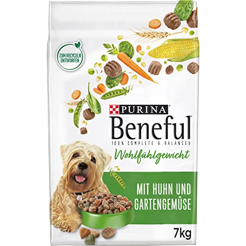 PURINA BENEFUL Wohlfühlgewicht Hundefutter trocken, mit Huhn und Gartengemüse, 1er Pack (1 x7kg) von Beneful