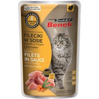 Sparpaket Super Benek Getreidefrei Gedämpfte Filets 56 x 85 g - Truthahn mit Sanddorn in Sauce von Benek