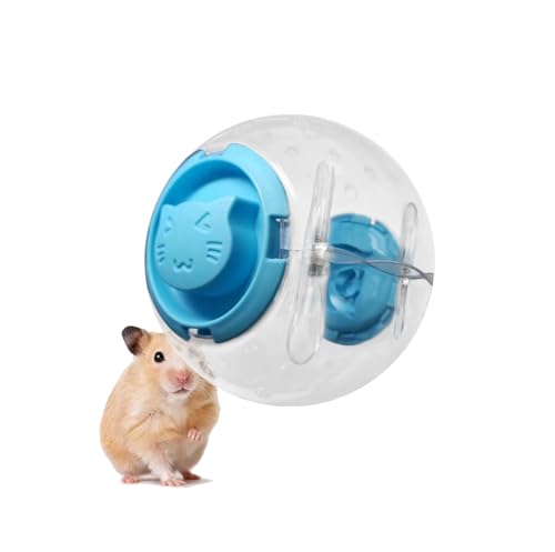 Benepoint Hamsterball, klarer Meerschweinchenball, Hamsterrad, niedlicher Hamsterlaufball, Hamsterspielzeug mit atmungsaktiven Löchern, Katzengesicht, Übungsball zum Trainieren (Blau, 12 cm) von Benepoint