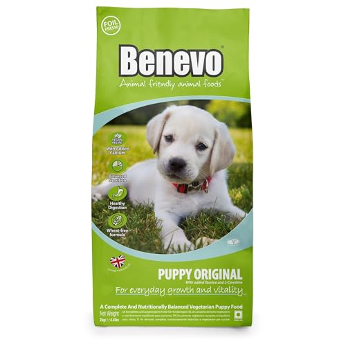 Benevo Veganes Welpenfutter trocken (2kg), Hypoallergen, weizenfrei, GVO-frei, Hundefutter für alle Rassen mit essentiellen Fettsäuren, Taurin, L-Carnitin, PETA und Vegan Society UK genehmigt von Benevo