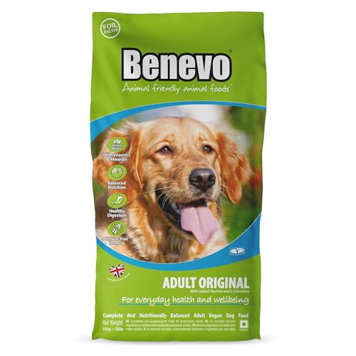 Benevo Hundefutter vegan trocken (15kg), Hypoallergen, weizenfrei, GVO-frei, Trockenfutter für alle Rassen mit essentiellen Fettsäuren, Taurin, L-Carnitin, PETA und Vegan Society UK genehmigt von Benevo