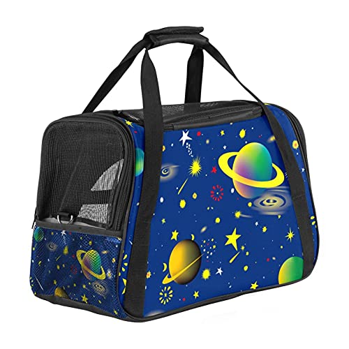 Haustier-Reisetasche, 43,2 x 25,4 x 20,4 cm, Sicherheits-Reisegepäck, weiche Seiten, Netz-Tragetaschen für Welpen, Katzen, Fantasie, Cosmic Sky von Bennigiry