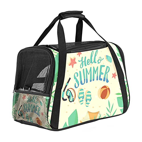 Hello Summer Forest Leaf Haustier-Reisetasche, Fluggesellschaften zugelassen, tragbar, weiche Seiten, für kleine, mittelgroße Hunde und Katzen von Bennigiry