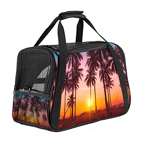 Sunset Palm weiche Seiten Katze Hund Tragetasche Mesh belüftetes Design mit doppeltem Reißverschluss schützen die Sicherheit Haustier Carrier Anzug für Wandern Reisen Outdoor von Bennigiry