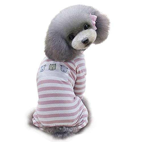 Haustier-Hunde-Kleidung, Weste, Wintermantel, Hundepullover, weich, warm, dünnes Teddy-Cartoon-Muster, Kreuzstreifen, vierbeinig, Hundekleidung, Haustier-Homewear – Pink 2XL von Benoon