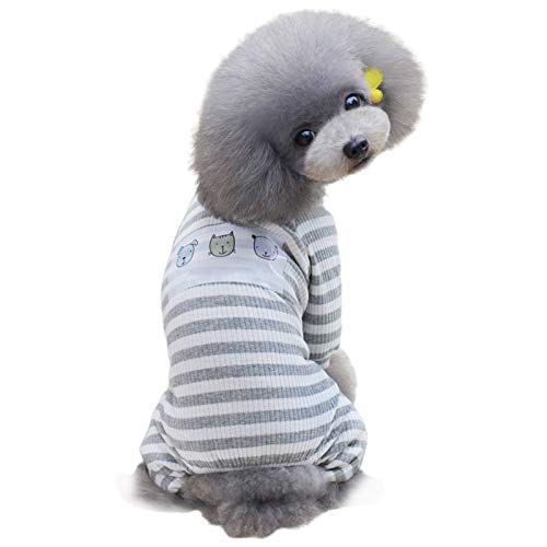 Haustier-Hunde-Kleidung, Weste, Wintermantel, Hundepullover, weich, warm, dünnes Teddy-Teddy-Muster, Kreuzstreifen, vierbeinig, Hundekleidung, Haustier-Homewear – Grau S von Benoon