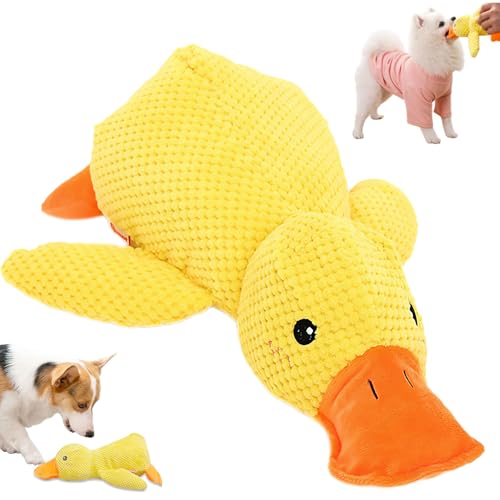 Beojonvy Hundespielzeug Anti Stress Ente Hund, Hundespielzeug Unzerstörbar, Interaktives Hundespielzeug, Quietschspielzeug Hund Kuscheltier für Hunde,Dog Toys für Kleine, Mittlere, Große Hunde-L von Beojonvy