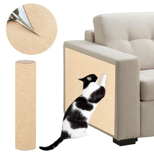 Beojonvy Selbstklebend Kratzteppich Katze Wand, DIY Kletternder Kratzbretter Katzen, Teppich Kratzmatte Katze, Kratzwand Kratzschutz Geeignet für Sofas, Wände und Möbel 40 cm x 200 cm von Beojonvy