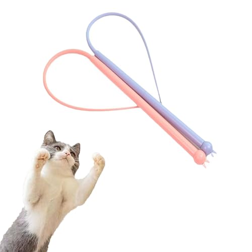 Berisyios Twiggle Tail Katzenspielzeug, Silikon Teaser-zauberstab Für Katzen, Mausschwanzförmiges Zauberstabspielzeug Für Kätzchen Für (blau+rosa) von Berisyios