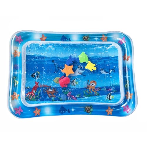 Berisyios Wasserspielmatte FüR Katzen, Cat Water Mat, Spielmatte mit Meeresmotiv, Katzen-Wasserspielmatte, Haustier-Wasser-Sensormatte, Sensorische Wasserspielmatte (Quadratischer Cartoon-Hai) von Berisyios