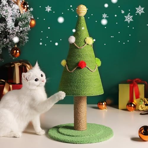 Weihnachtsbaum Kratzbaum Katze, Christmas Tree Cat Scratcher, Katzenkratzbaum Weihnachtsbaum Design Kratzfest verschleißfeste Katzenspielzeug-Kratzunterlage (Green, 52 cm x 30 cm) von Berisyios