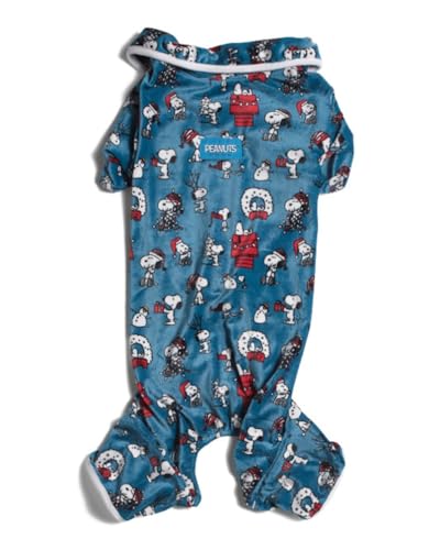 Peanuts Snoopy Weihnachtspyjama für Hunde, Blau, Größe S von Berkshire Blanket & Home Co