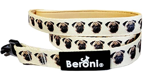 Hundeleine Mops Mopsleine zum Hundegeschirr oder Halsband 1.50 cm lang verstellbar gepolstert hochwertig Leine Hund beige Hundeleine von Beroni