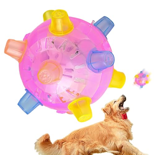 Berriphonia Bouncy Ball Pet Toy | LED Jumping Activation Ball Mit Licht & Musik | Glühendes Kreatives Puzzle Haustierballspielzeug Für Welpen, Hunde, Katzen, Das Laufzeit Von 4.72x4.72x4.72inch von Berriphonia