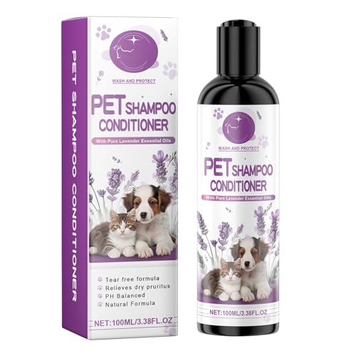 Berriphonia Natural Pet Detangler Shampoo für Hunde, Shampoo und Conditioner, 100 ml, Lavendel-Hundeshampoo, feuchtigkeitsspendend, für Welpen, von Berriphonia