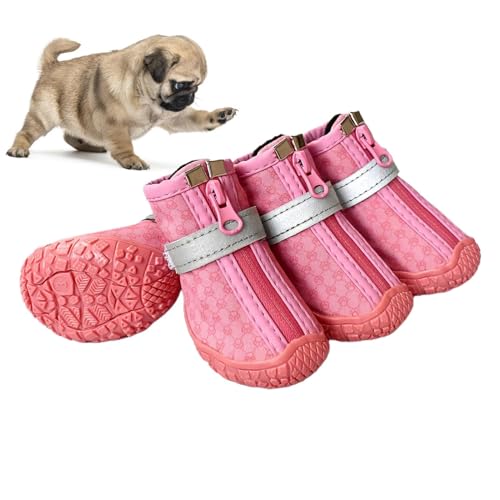 Berriphonia Hundeschuhe - 4pcs Hundestiefel für mittlerer Hund mit reflektierender Streifen | wasserdichte Nicht -Slip -Sohle -Welpenschuhe modisch für heiße Kältepflaster von Berriphonia