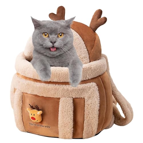 Hundetragerucksack | Elk Design Katzen-Rucksackträger | Warme und atmungsaktive Haustier-Tragetasche, Hunde-Fronttrage für Katzen, Welpen, Outdoor-Reisen von Berriphonia