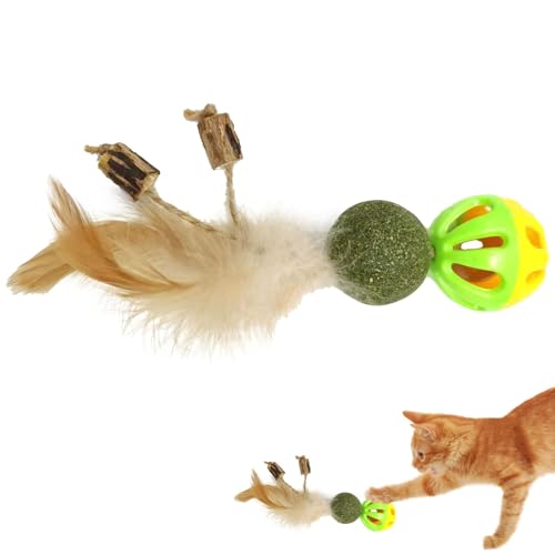 Katzenfederspielzeug - Katzenfederkugel Spielzeug, Innenkatzen Teaser Toy Kätzchen Katzenminze Ball | Katze Spielzeug Mit Naturstoffe Und Bell, Langlebiger Interaktiver Trainingsstift Für Kätzchen Und von Berriphonia