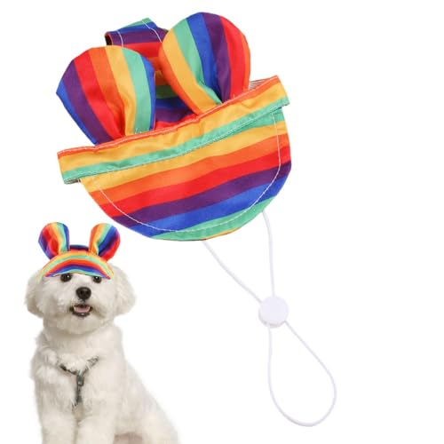 Sonnenhut für Hunde – süße Bunte Sonnenschutzkappe mit Ohrloch | Atmungsaktive Haustier-Sonnenschutzkappen, kühlender Eimerhut für Haustiere von Berriphonia