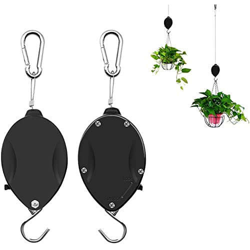 BesDirect 2Pcs Garten Pflanze Pulley, verstellbare Korb Haken für Blumen und Vögel Feeder Töpfe, einziehbare Heavy Duty Hanging Hanger Flower Pot Hooks von BesDirect