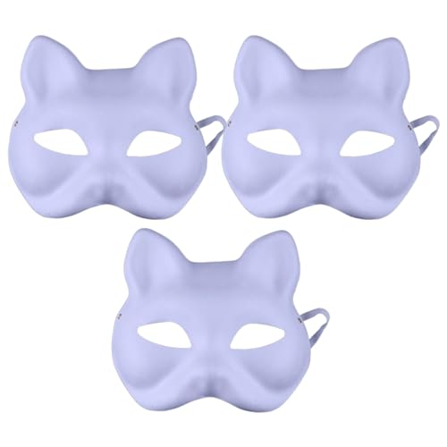 3 Stück Weiße Katzenmaske von Besmrpg