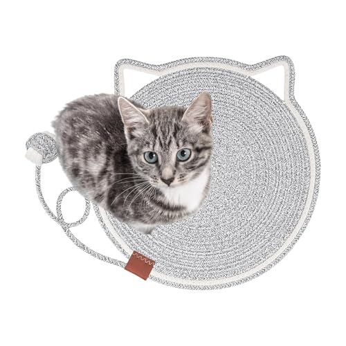 Besreey Cat Scratch Pad, Cat Scratch Mat, Runde horizontale Kratzmatte mit Spielzeug, Katzenbett zum Mahlen von Krallen, Haustierzubehör für Innenkätzchen von Besreey