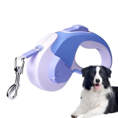Besreey Einziehbare Hundeschnur, Einziehbares Hundebindeseil,Robustes Hundeseil mit Licht | Reflektierend, ergonomisch, Einhandbremse, leichtes, Starkes Nylon-Hundeseil von Besreey