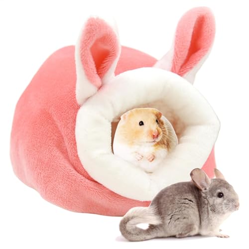 Besreey Igelbett, Hamsterbett | Hamster im Bunny Ears-Hamster Winter warmes Nesthaus,Baumwoll -Igelversorgung, abnehmbares kleines Tierplüschbett für Frettchen/Hasen von Besreey