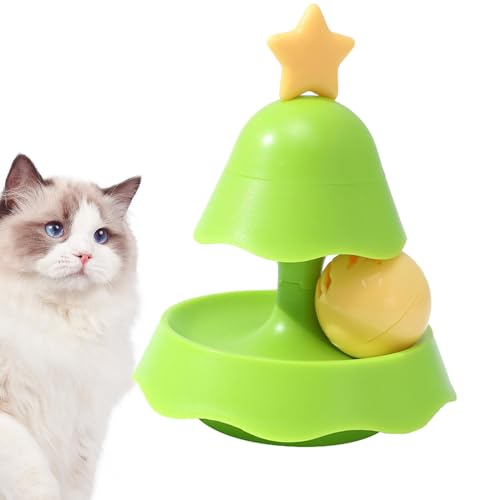 Besreey Katzen-Drehteller-Spielzeug, Katzenturm-Rollerspielzeug - Roller-Spielzeug, Weihnachtsbaum, Katzen-Drehteller, Bälle, Katzen-Teaser-Spielzeug - Interaktives Katzenminze-Spielzeug, 2-lagiges von Besreey