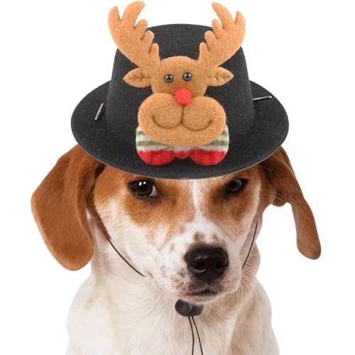 Besreey Katzen-Weihnachtsoutfit, Weihnachtsmütze für Haustiere - Süße Kostüme für Welpen mit Weihnachtsmann-Elch-Design - Weihnachtsoutfit für Hunde, Weihnachtsmütze für Katzen und Hunde, bequem für von Besreey