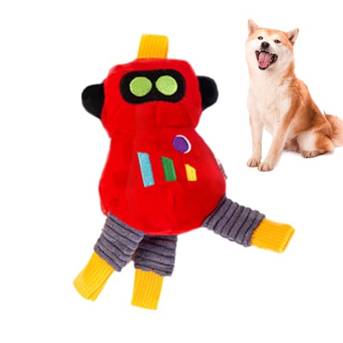 Besreey Kauspielzeug für Hunde, quietschendes Kauspielzeug aus Plüsch, wiederverwendbarer Roboter, quietschendes Kauspielzeug, Plüsch-Hundespielzeug für kleine und mittelgroße Haustiere von Besreey