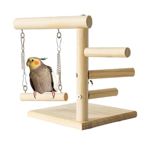 Besreey Papageiens Spielständer - Holz Vogel Spielständer, Papageiens Spielplatz, Spielständer Plattformen, Spielplatz Freisitz Für Papageiens, Vogelspielplatz Für Papageiens von Besreey