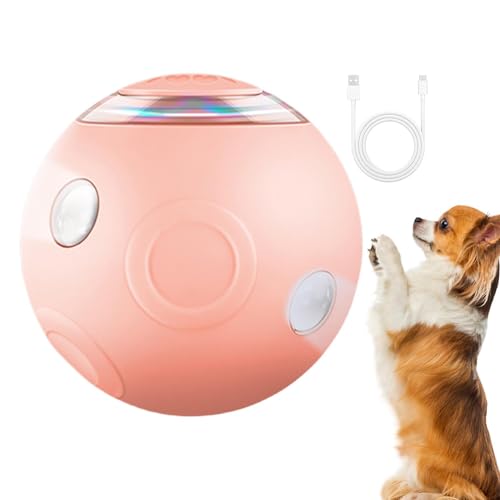 Besreey Rollball | Automatischer Rollball mit Blitzlichtern, tragbarer, intelligenter rotierender Hüpfball für kleine und mittelgroße Haustiere von Besreey