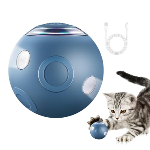 Besreey Rotierender hüpfender Hundeball, intelligentes interaktives Hüpfspielzeug mit Licht, wiederverwendbarer, automatischer Rollball für Haustiere, Katzen und kleine bis mittelgroße Hunde von Besreey