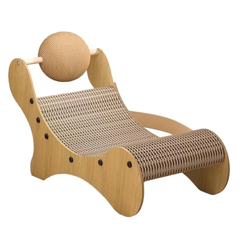 Katzenkratzer aus Karton, 2 in 1 gebogene Kratzunterlage mit Sisalball, wendbarer Kratzbaum für Indoor-Katzen, elegantes Katzensofa, Wellpapp-Lounge Besreey von Besreey