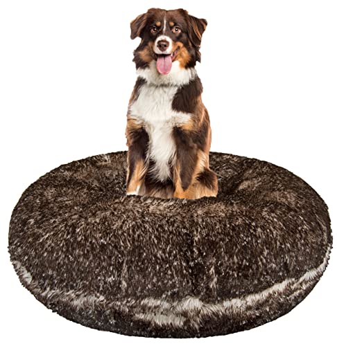 Bessie + Barnie Extra Plüsch-Hundebett aus Kunstfell, 76,2 cm L x 76,2 cm B x 25,4 cm T, Kreisform, wasserdichtes Futter, abnehmbarer, waschbarer Bezug, mehrere Größen und Farben erhältlich von Bessie + Barnie