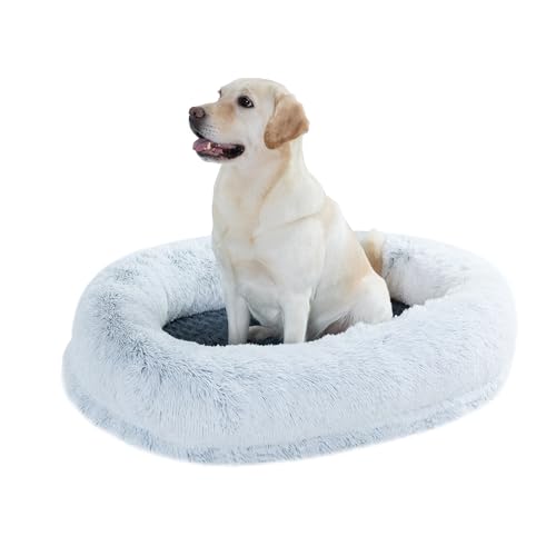 Best Baisite Hundebett, beruhigendes Katzenbett, wärmendes, gemütliches, weiches rundes Bett, flauschiges Kunstfell-Plüschkissen, Hundebett für kleine, mittelgroße Hunde und Katzen (Größe M, 76,2 x von Best Baisite