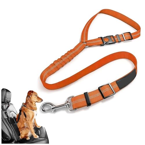 Best Dog Supplies Auto-Sicherheitsgurt für Hunde, strapazierfähiger und bequemer elastischer Nylon-Sicherheitsgurt plus verhedderungsfreies Kopfstützengeschirr, perfekt für Haustiere, Orange von Best Dog Supplies For the Love of Dogs